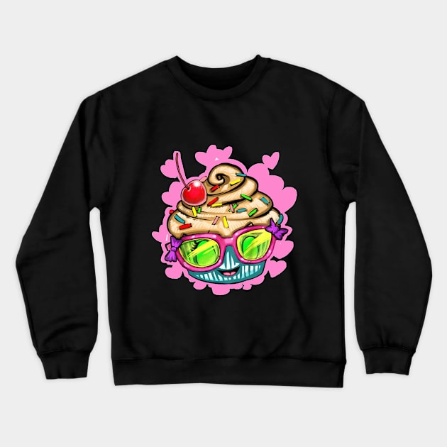Kids Glam Cupcake Cutie With A Cherry On Top T-Shi Crewneck Sweatshirt by Elsie
